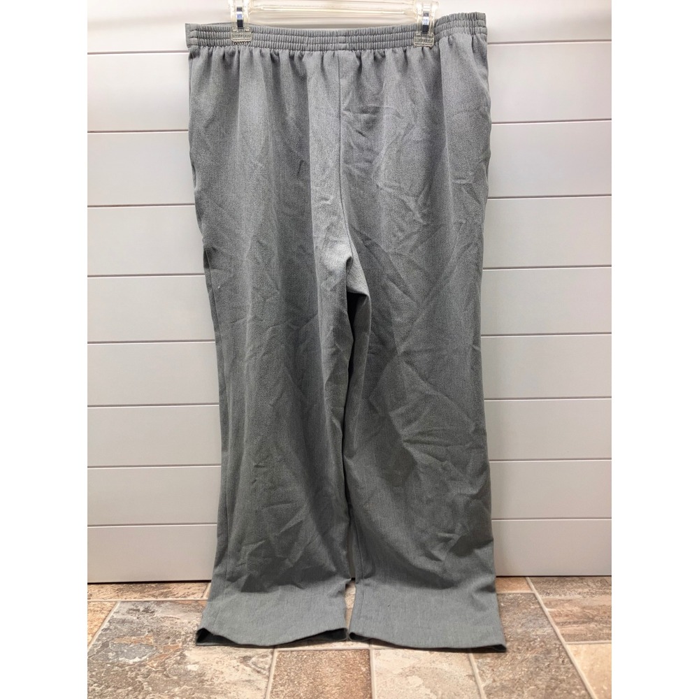 Alfred Dunner Womens Grey Elastic Waist Straight Leg Dress Pants‎ Size 16